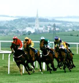 Salisbury Racecourse with the Cathedral in the background